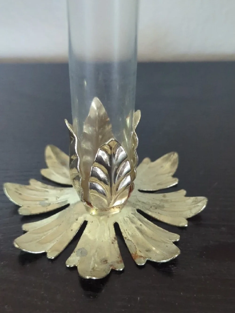 Vintage Gold Leaf Glass Bud Vase